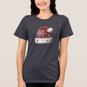 En Tri-matière Chemise T-Shirt Femme Red Santa Hat