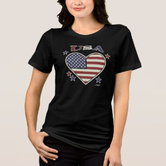 En Tri-matière Chemise T-Shirt Tri-Blend S Drapeau américain au c