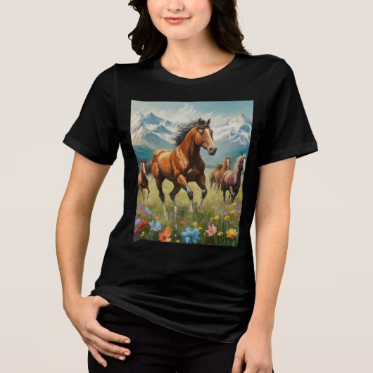 En Tri-matière Collection T-shirt Chevaux Sauvages (Recto)