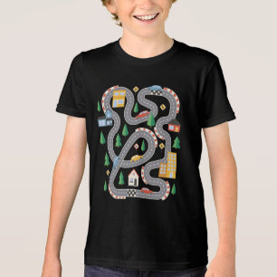 En Tri-matière Conception de t-shirt avec circuit de course et vo
