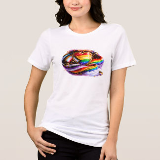 En Tri-matière Conception de T-shirt cœur arc-en-ciel de fierté i