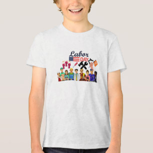 En Tri-matière conception de t-shirt de fête du travail