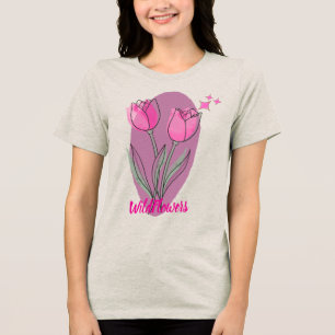 En Tri-matière Conception de T-shirt Fleurs sauvages ADVcreators