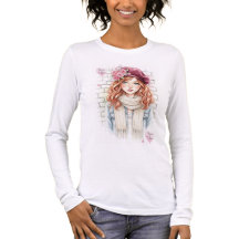 Cottagecore Style Rose Flower Girl Graphic T-Shirt