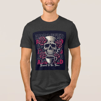 En Tri-matière Crâne et café Rose accros T-shirt design