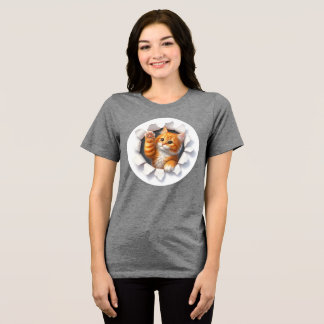 En Tri-matière Customized Cat Designed Women T-Shirt