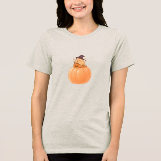 En Tri-matière Cute Capybara Pumpkin Halloween T-Shirt