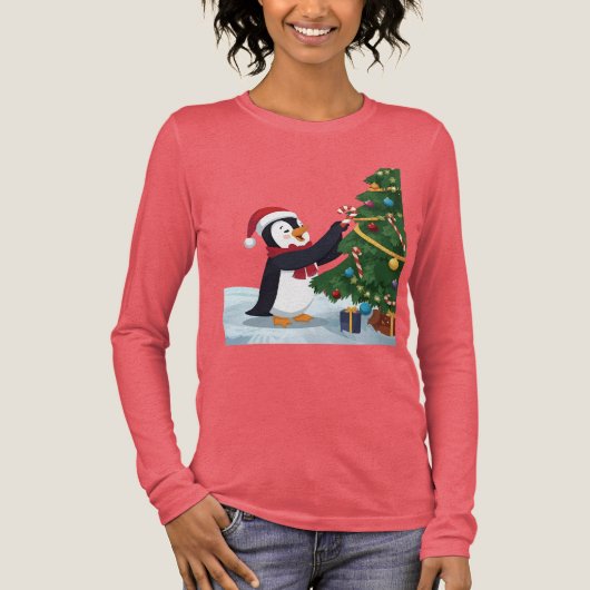 En Tri-matière Cute Christmas Penguin T-Shirt (Recto)