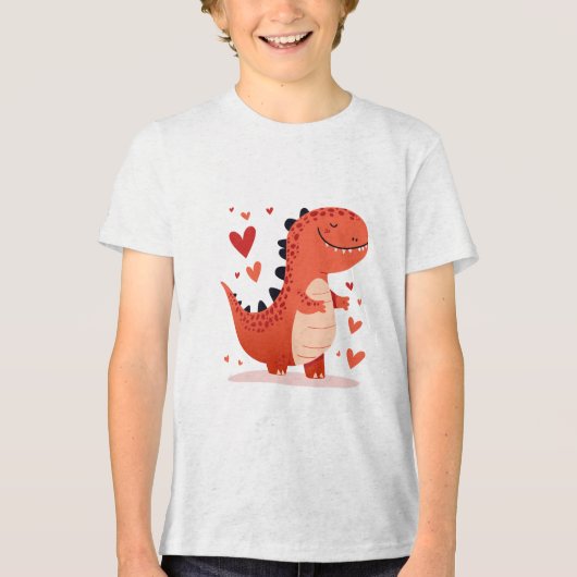 En Tri-matière Cute Dinosaur Love Kids T-Shirt (Recto)