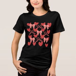 En Tri-matière Cute Pink Hearts & Bows Valentine’s Day T-Shirt 