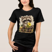 En Tri-matière Cute Raccoon Flower T-Shirt – Adorable Gift (Recto)