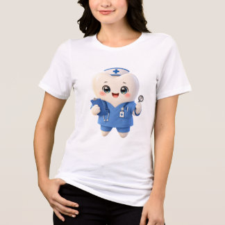 En Tri-matière Cute Tooth Nurse T-Shirt | Dental Gift