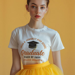 En Tri-matière Diplômées Orange Personnalisées T-Shirt de Remise