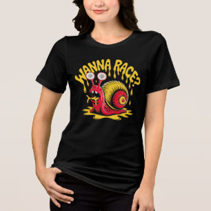 En Tri-matière Drôle de "Tu veux faire la course?" T-Shirt rétro
