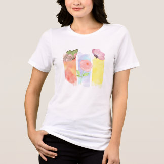 En Tri-matière Elegant Pastel Butterfly & Rose T-Shirt