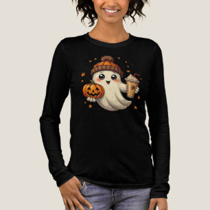 En Tri-matière Fantôme mignon avec Citrouille & Café T-shirt Hall