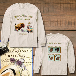 En Tri-matière Femme drôle prend une photo de T-Shirt de bison bu