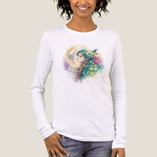 En Tri-matière Femme Florale Éthérée Colibri T-Shirt Aquarelle