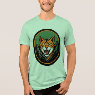 En Tri-matière Fierce Cat Mascot Logo T-Shirt
