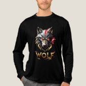En Tri-matière Fierce Golden & Red Wolf Head T-shirt Design (Recto)