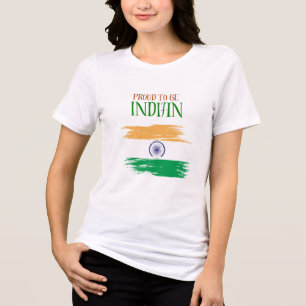 En Tri-matière Fière d'être un Tricolore Indien T-Shirt pour Femm