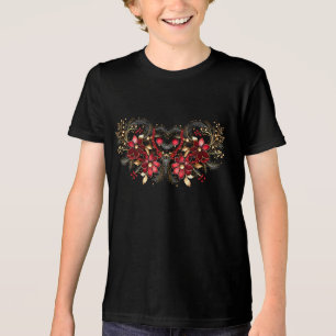 En Tri-matière Fleurs décoratives rouges T-shirt garçons de vacan