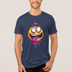En Tri-matière Funny Crazy Love Emoji Graphic T-Shirt – Drôle