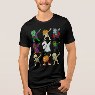 En Tri-matière Funny Halloween Dabbing caractères T-shirt