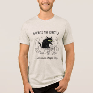 En Tri-matière Funny Où Est La Télécommande Chat T-Shirt