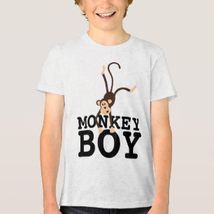 EN TRI-MATIÈRE GARÇON SINGE, T-SHIRT DRÔLE POUR ENFANTS