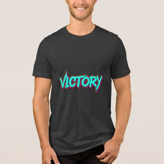 En Tri-matière Graffiti Typography VICTORY Design T-Shirt (Recto)
