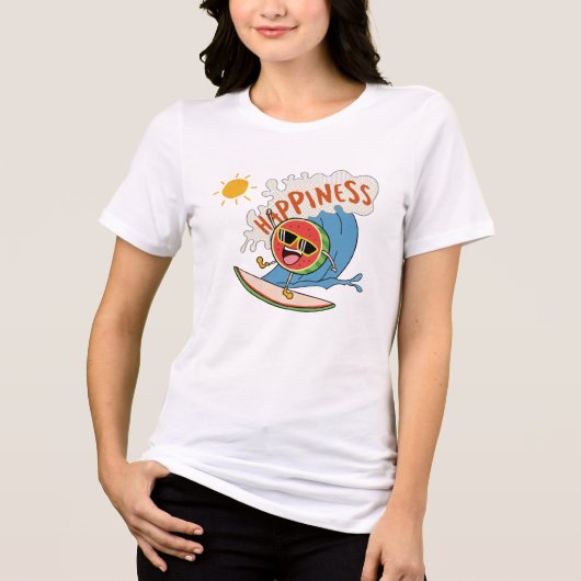 En Tri-matière Happiness Watermelon T-shirt – Surf & Summer Fun (Recto)