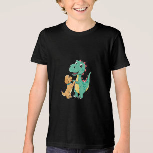 En Tri-matière Happy Dino et Dog Friendship T-Shirt pour enfants