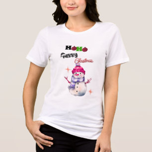 En Tri-matière Ho Ho Joyeux Noël" T-Shirt Snowman