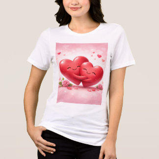 En Tri-matière Hugging Hearts T-Shirt | Romantic Love Shirt with