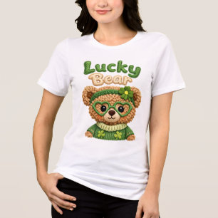 En Tri-matière Joli T-Shirt Ours Chanceux pour Femmes 🍀 