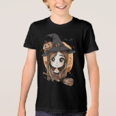 En Tri-matière Joyeux T-shirt de sorcière Halloween Tri-Blend pou (Recto)