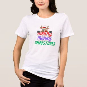 En Tri-matière Joyeux T-shirt Reindeer de Noël