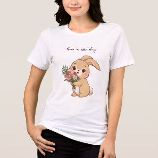 En Tri-matière Lapin Mignon avec T-Shirt Fleur – Lapin Adorable D