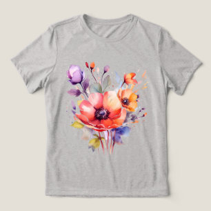 En Tri-matière Le t-shirt Watercolor poppies est un délicat fleur
