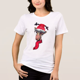 En Tri-matière marrant girafe design de t-shirt de Noël