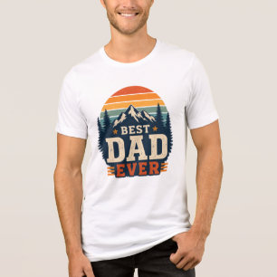 En Tri-matière Meilleur Papa Retro Mountain T-Shirt Vintage Fat