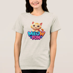 En Tri-matière Meow Fun - T-Shirt Tri-Blend Chat au Regard Doux