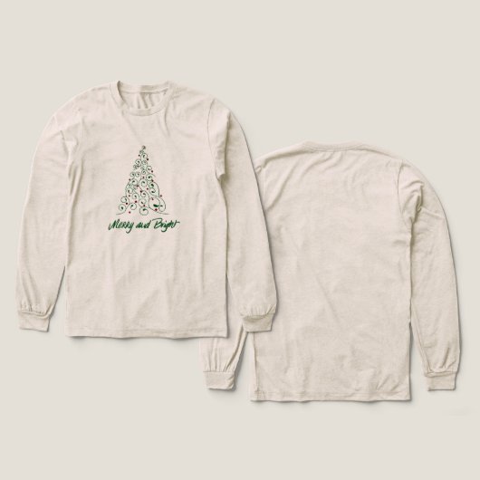 En Tri-matière Merry & Bright Christmas Tree t-shirt (Motif recto et verso)