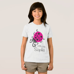 En Tri-matière Mignonnes filles coccinelle nom rose blanc t-shirt