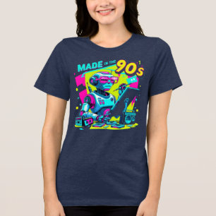 En Tri-matière Neon Robot Designer Retro T-Shirt des années 90
