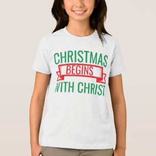 En Tri-matière Noël commence avec le Christ-15523 T-Shirt à capuc