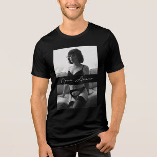 En Tri-matière Nora Amour T-Shirt B&W, Texte Blanc