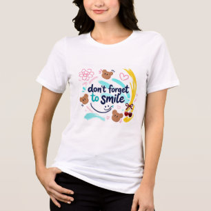 En Tri-matière N'oubliez pas de Sourire T-Shirt Cute Kawaii Pos