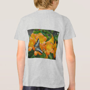 En Tri-matière Papillon bleu avec T-shirt Rhododendron tropical